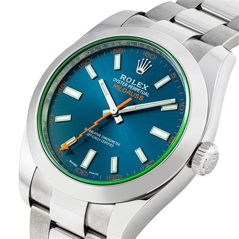 rolex milgauss blue dial 116400gv.